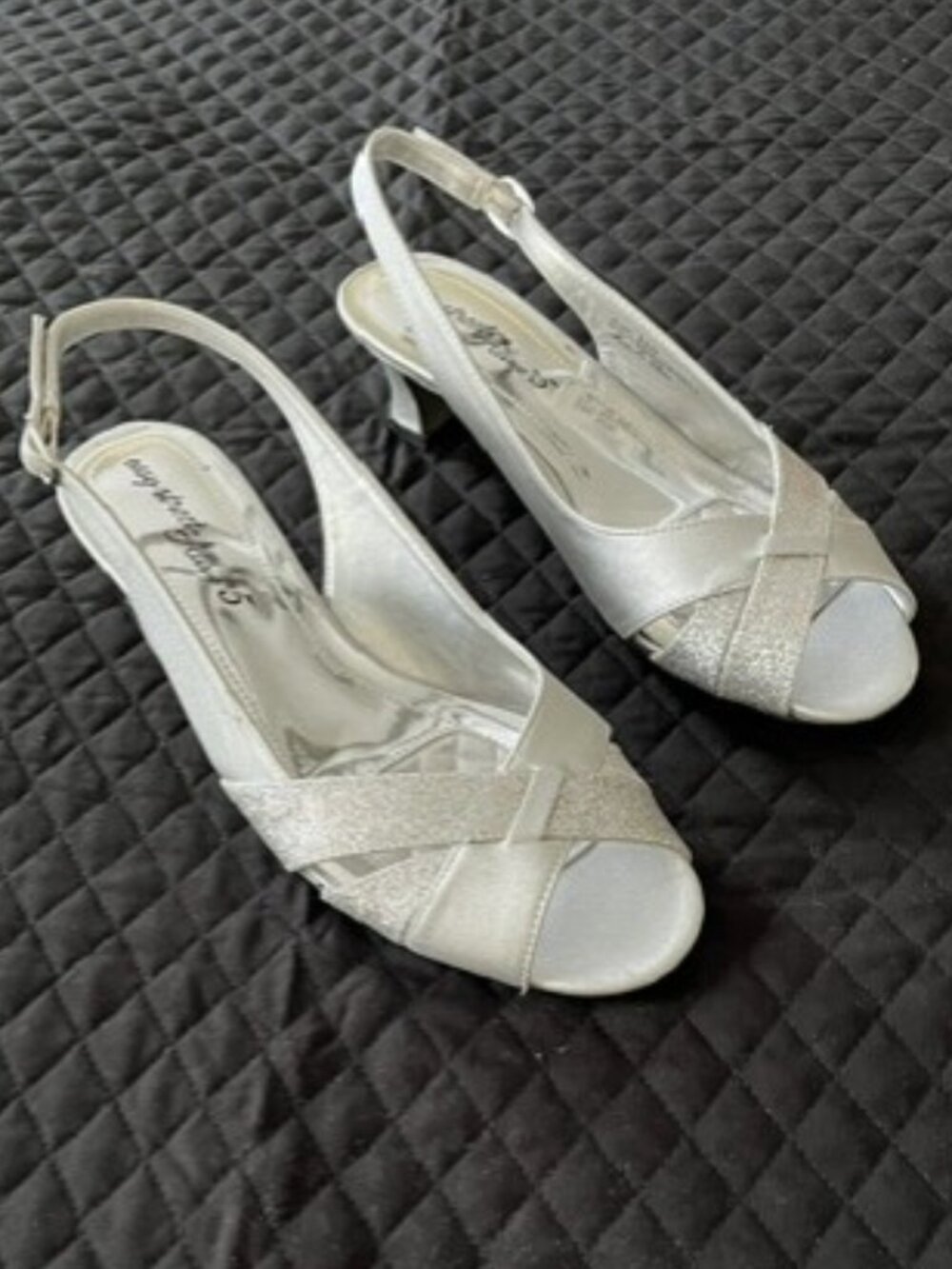 Silver Sling Back Heels 8.5 Wide